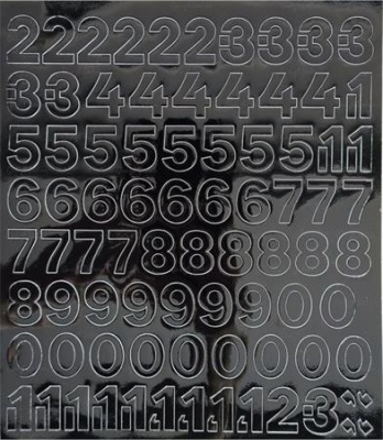 Öntapadós matrica, 2 cm-es, számlap, fekete