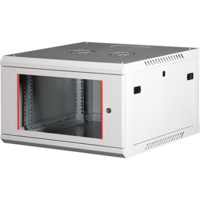 Rack szekrény, fali, 19", 6U, lapraszerelt, LANDE "PROlineB", szürke