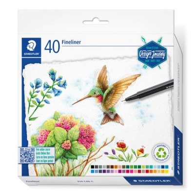 Tűfilc készlet, 0,3 mm, STAEDTLER "triplus® fineliner 334", 40 különböző szín