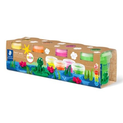 Modellező gyurma készlet, STAEDTLER "Noris® junior 813", 4 különböző neon szín