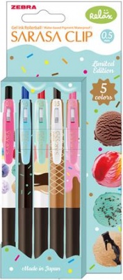 Zseléstoll, 0,33 mm, nyomógombos, ZEBRA "Sarasa Clip Ice Cream", 5 különböző szín