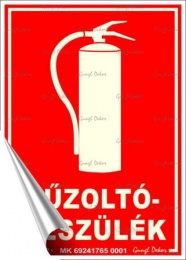 Információs matrica, 12,5x17,5 cm, fluoreszkáló, utánvilágítós, "Tűzoltókészülék"