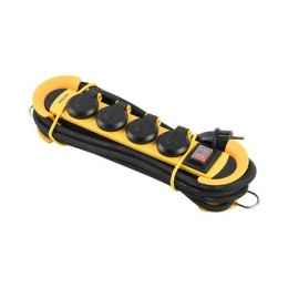 Elosztósor, kültéri, 4 csatlakozóaljzat, 5 m kábel, PHILIPS, fekete-sárga